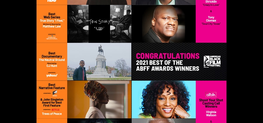 Collage of winner photos from the 2021 ABFF